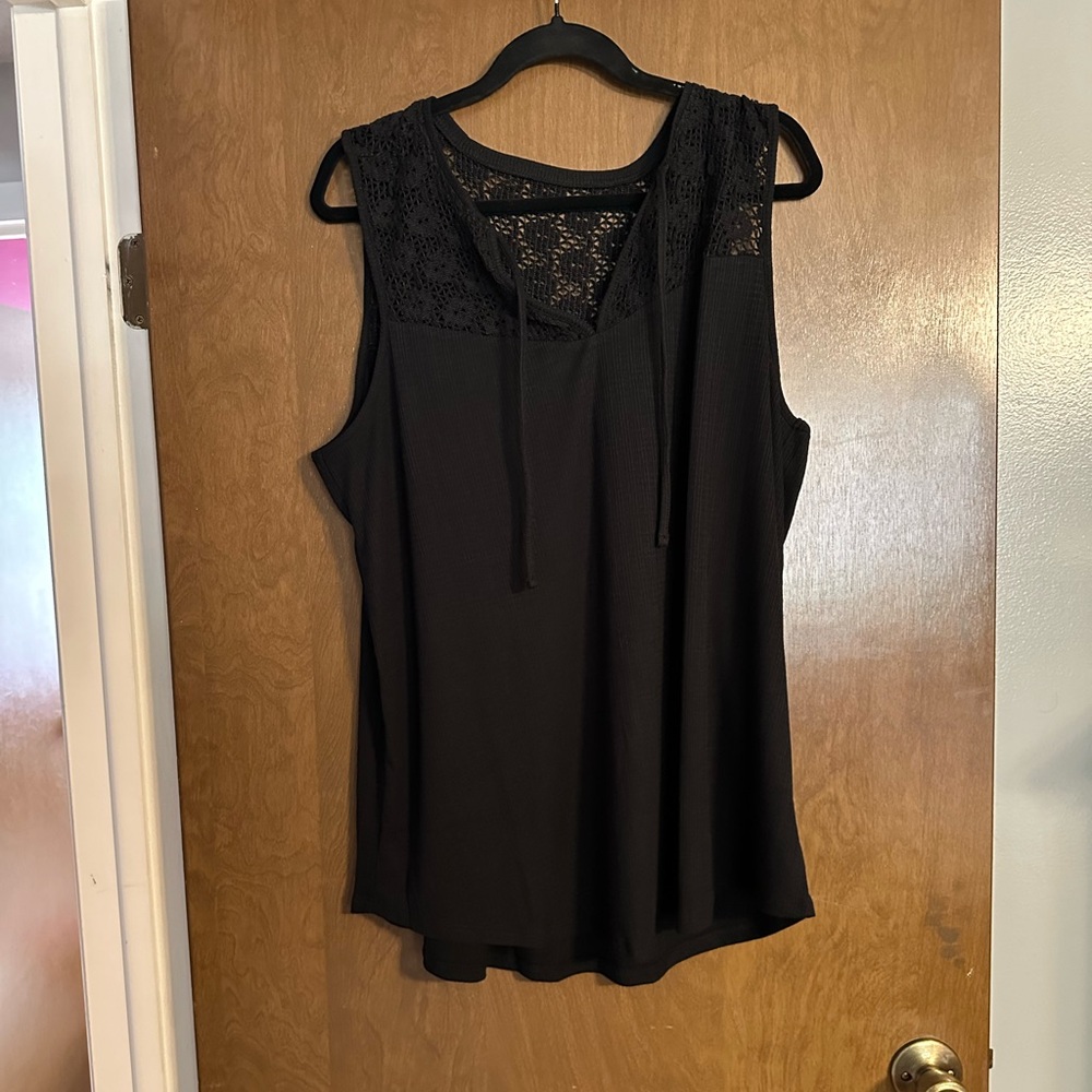 Torrid Textured Jersey V-Neck Yoke Swing Tank